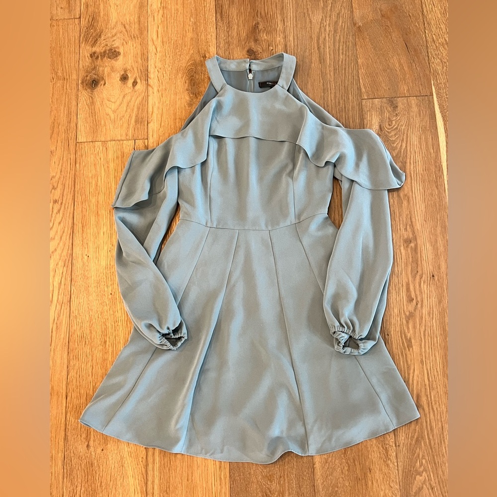 BCBGMaxAzria Open Shoulder Long Sleeve Dress Mint XXS